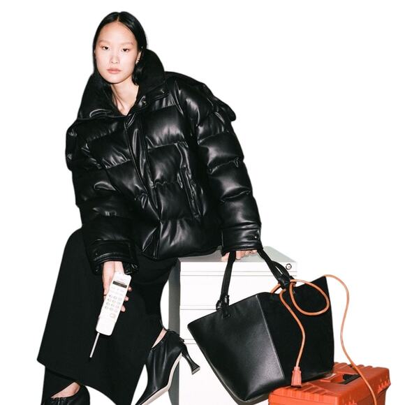 Staud Oversized Ace Coat Puffer Jacket With Hood Black Size Medium NWT Sold Out - Picture 7 of 15